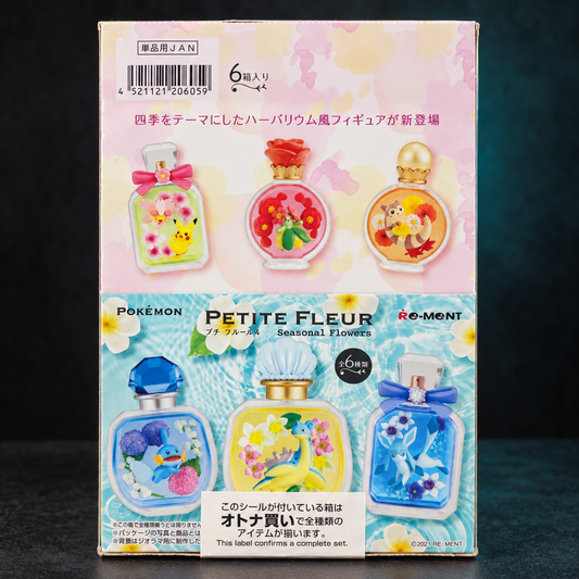 Pokémon Re-Ment Petite Fleur Seasonal Flowers complete-set packaging showing all six designs
