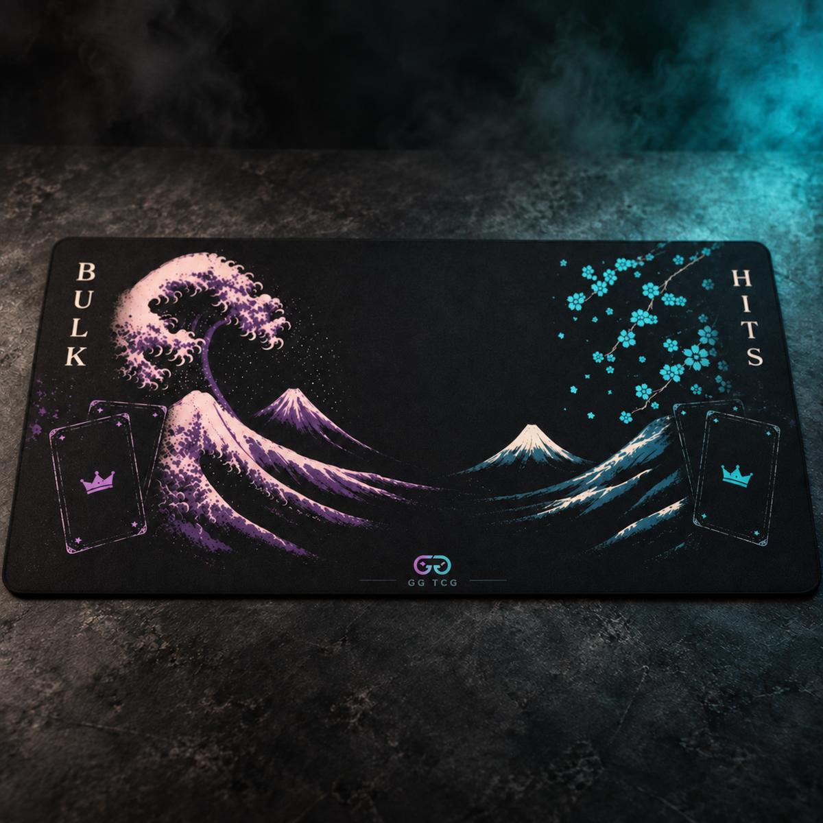 Gaming Gear Bulk & Hits TCG break mat, 60 x 30 cm, with purple waves and teal blossoms